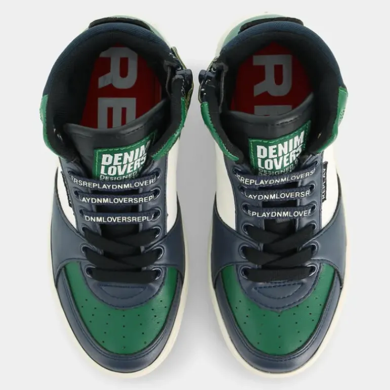 COBRA 6 BOY- SNEAKERS NAVY GREEN OFF WHITE JZ190042S