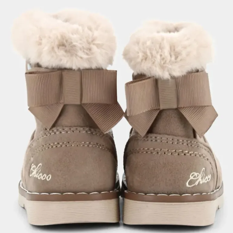 FLORINE- PRIMI PASSI BEIGE PELLICCIA BIANCA 68025