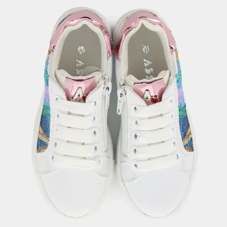 KRUG- SNEAKERS BIANCO PAILETTES MULTICOLOR AG16025
