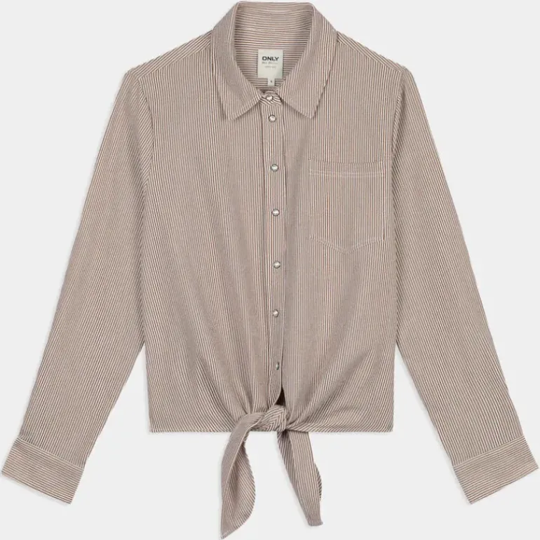 ONLLECEY LS KNOT SHIRT- T-SHIRT Toasted Coconut 15195910