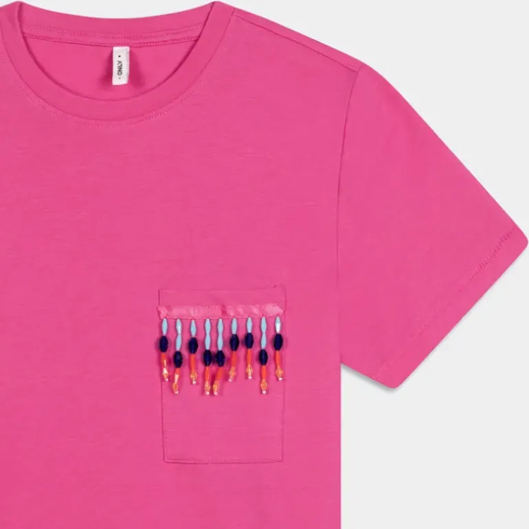 ONLTRIBE LIFE S/S POCKET TOP JRS- T-SHIRT Raspberry Rose 15315348