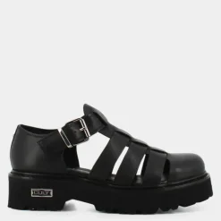 SANDAL W LEATHER BLACK- STRINGATE NERO CLW362600