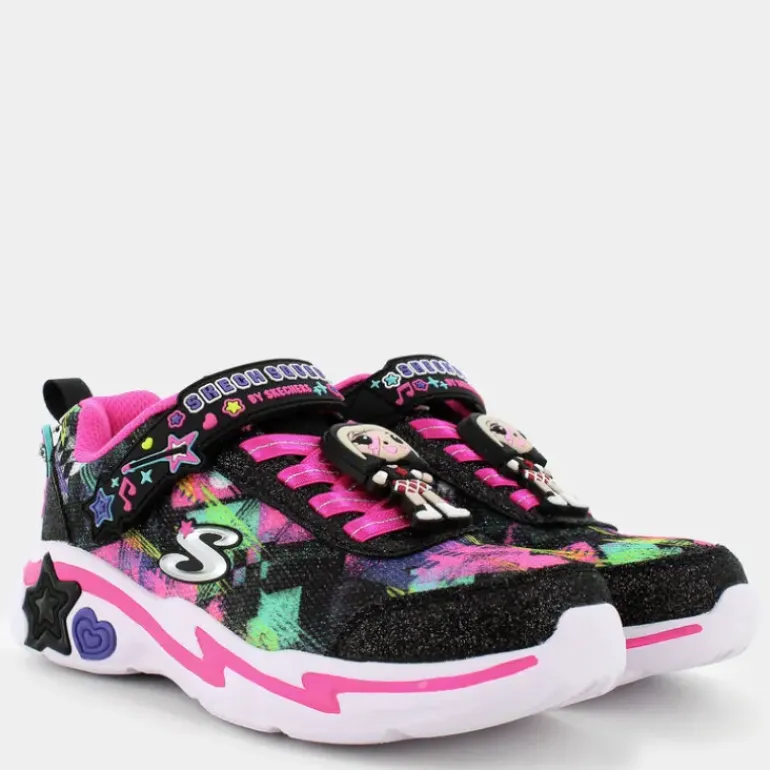 SNUGGLE SNEAKS - SKECH SQUAD- SPORTIVE BLACK SPARKLE/MULTI 302214L