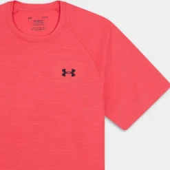 UA TECH TEXTURED SS- T-SHIRT ROSSO 1382796